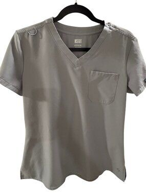 MedCouture grey scrub set: 2 scrub tops and 1 pair of pants/straight cut. size S